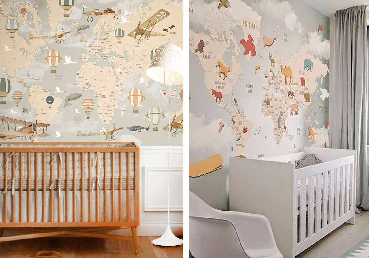 Le Sojorner - Baby Nursery World Map - HD Wallpaper 
