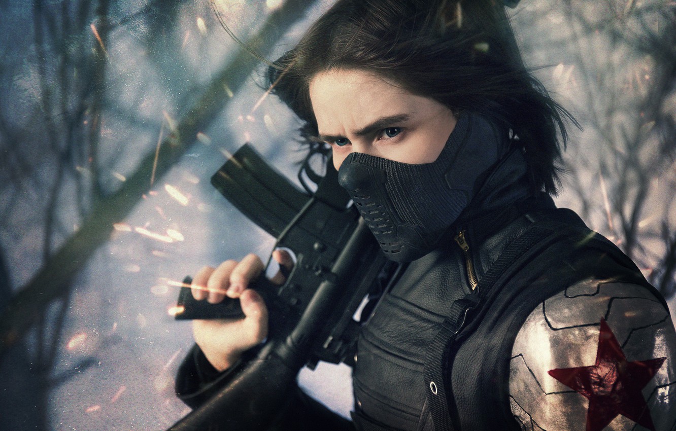 Photo Wallpaper Mask, Soldiers, Cosplay, Winter Soldier - Firearm - HD Wallpaper 