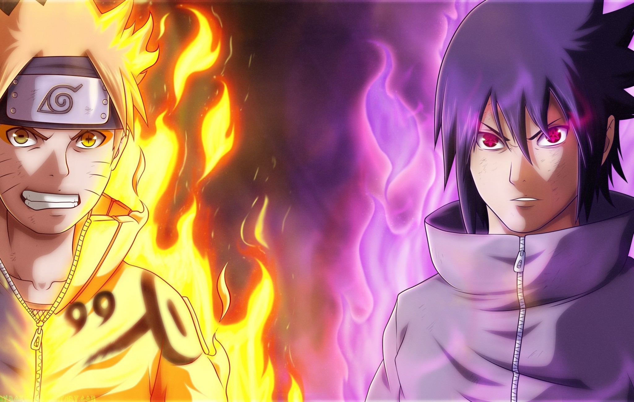 Naruto, Uzumaki Naruto, Uchiha Sasuke, Sharingan, Sage - De Naruto Et Sasuke - HD Wallpaper 