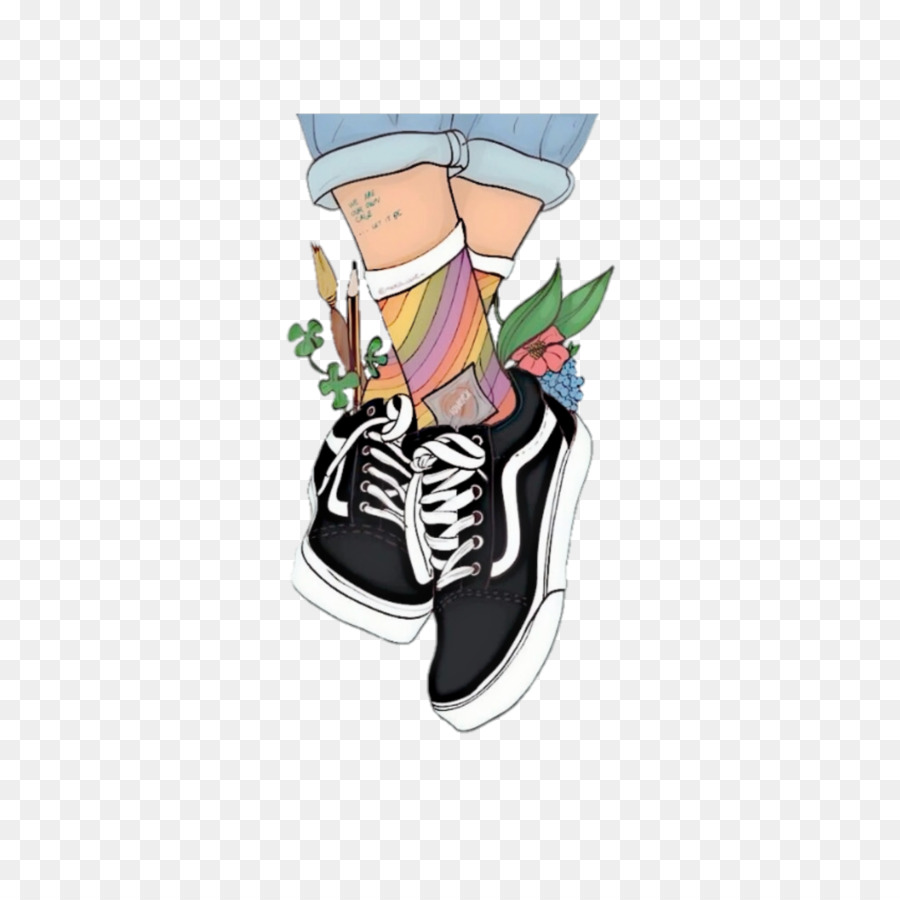 Line Sticker Christmas - Cartoon Vans Shoes Drawing - HD Wallpaper 