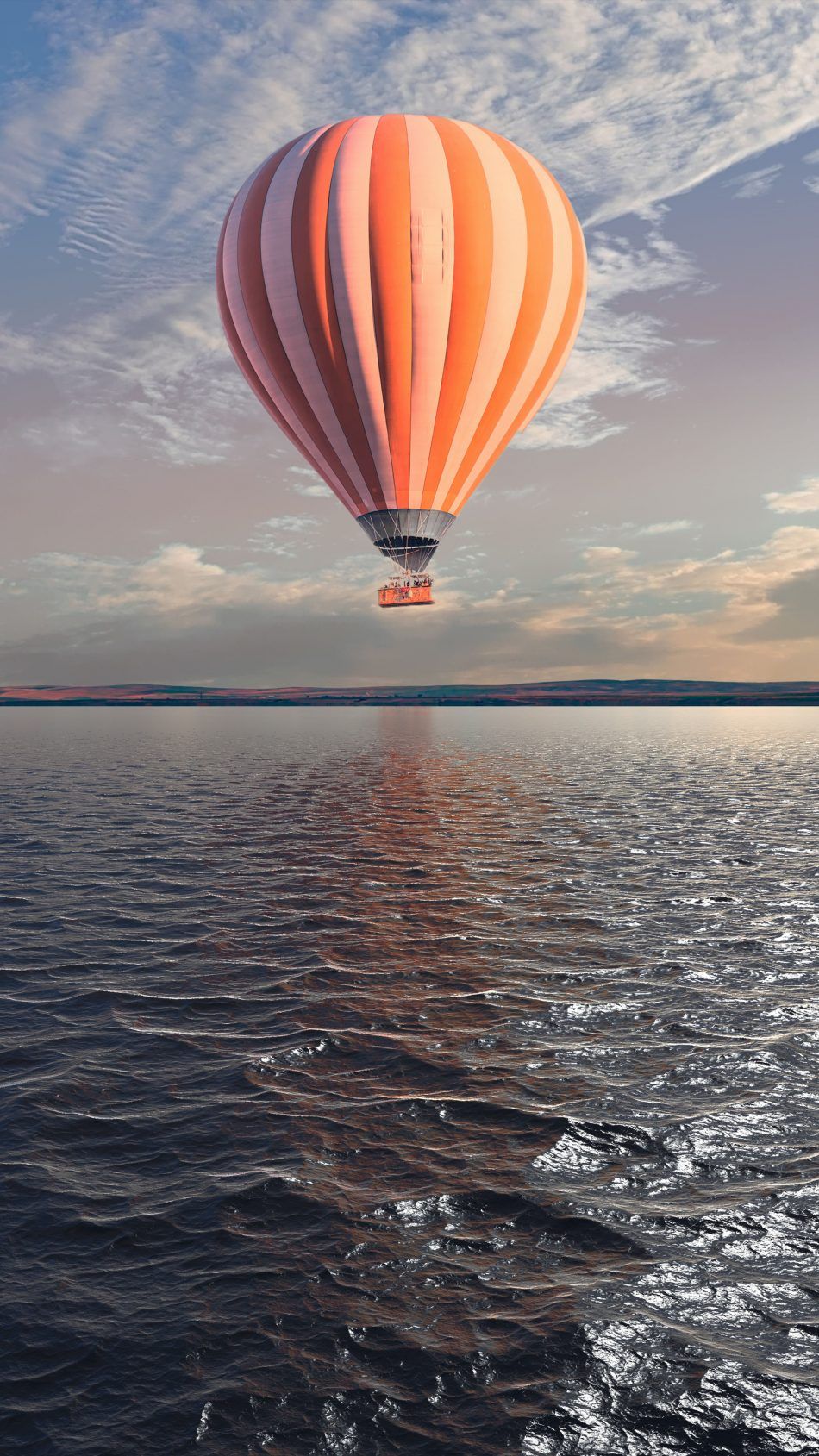 Hot Air Balloon In Sunset - HD Wallpaper 