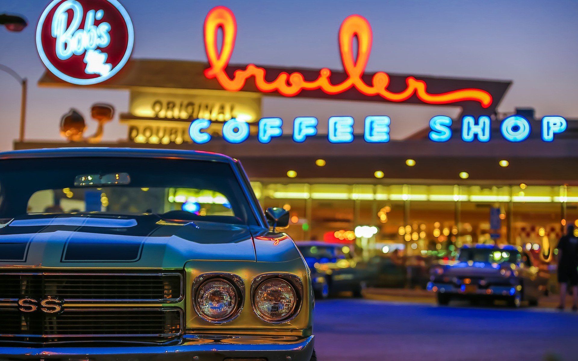 Chevrolet Car Vehicle Transportation System Neon Travel - Black Chevrolet Chevelle Ss 1970 - HD Wallpaper 