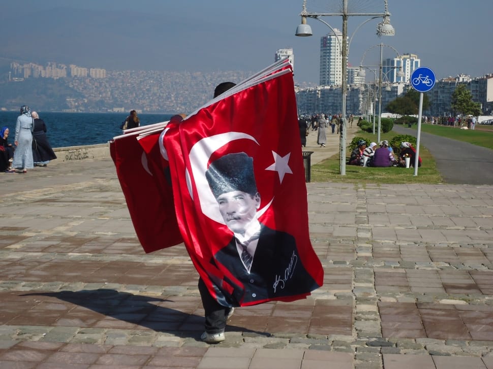 Turkey Flag With Mustafa Kemal Ataturk Preview - HD Wallpaper 