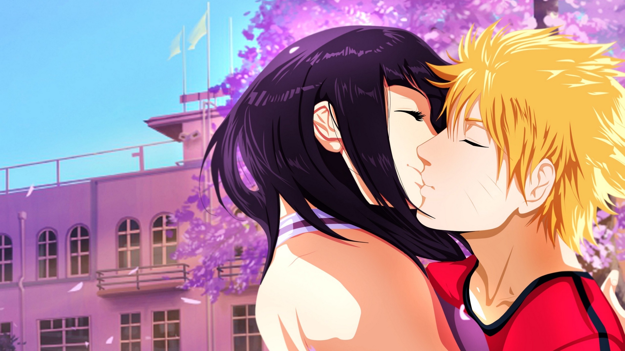 Wallpaper Naruto, Hinata Hyuga, Naruto Uzumaki, Kiss, - Hinata Naruto - HD Wallpaper 