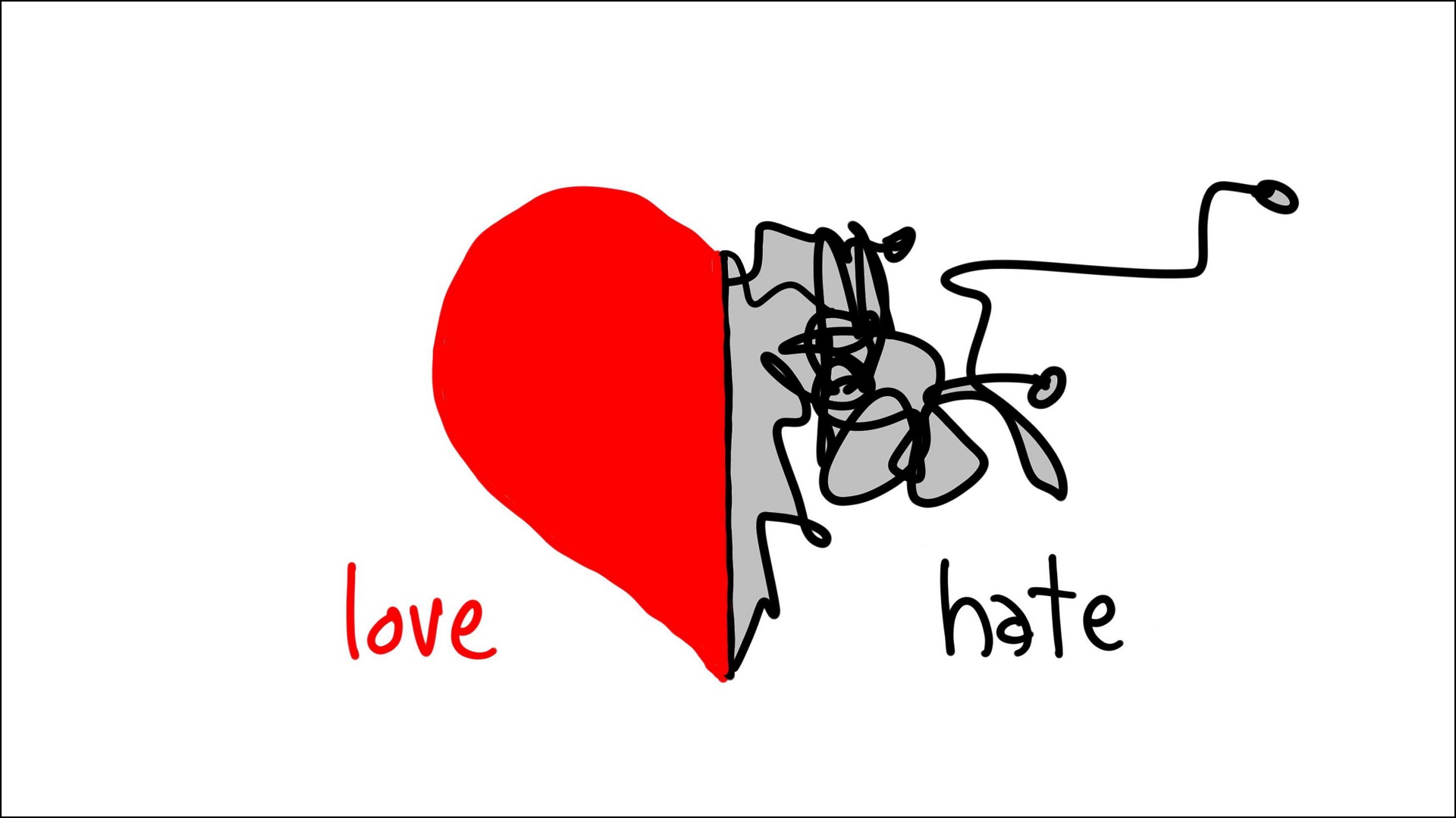 Love And Hate Combination Heart Wallpaper - Love Hate You - HD Wallpaper 