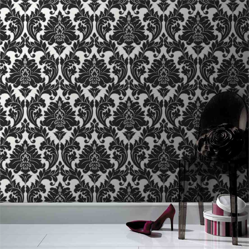 Damask Wallpapers Black And White - HD Wallpaper 