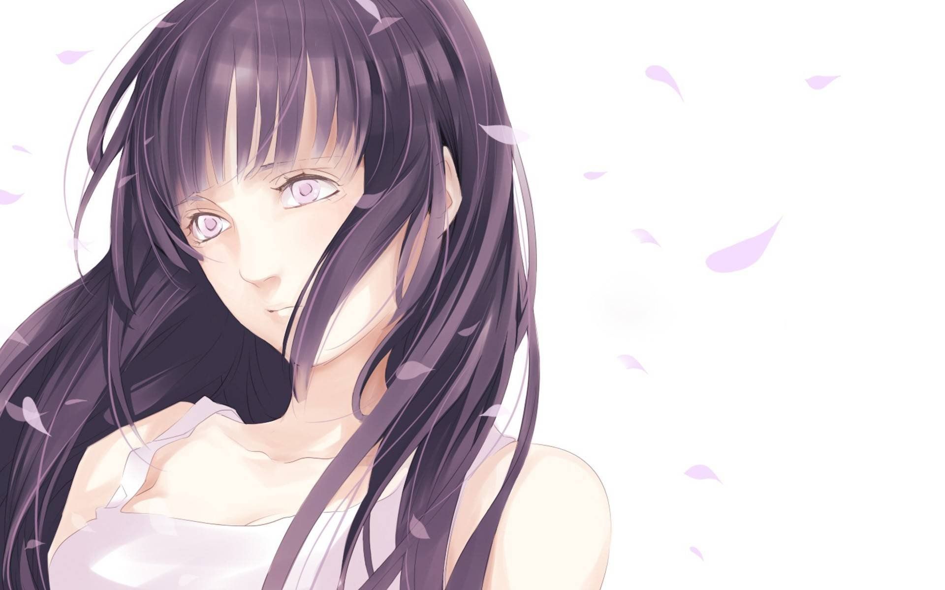 Anime Girl Black Hair White Eyes - HD Wallpaper 