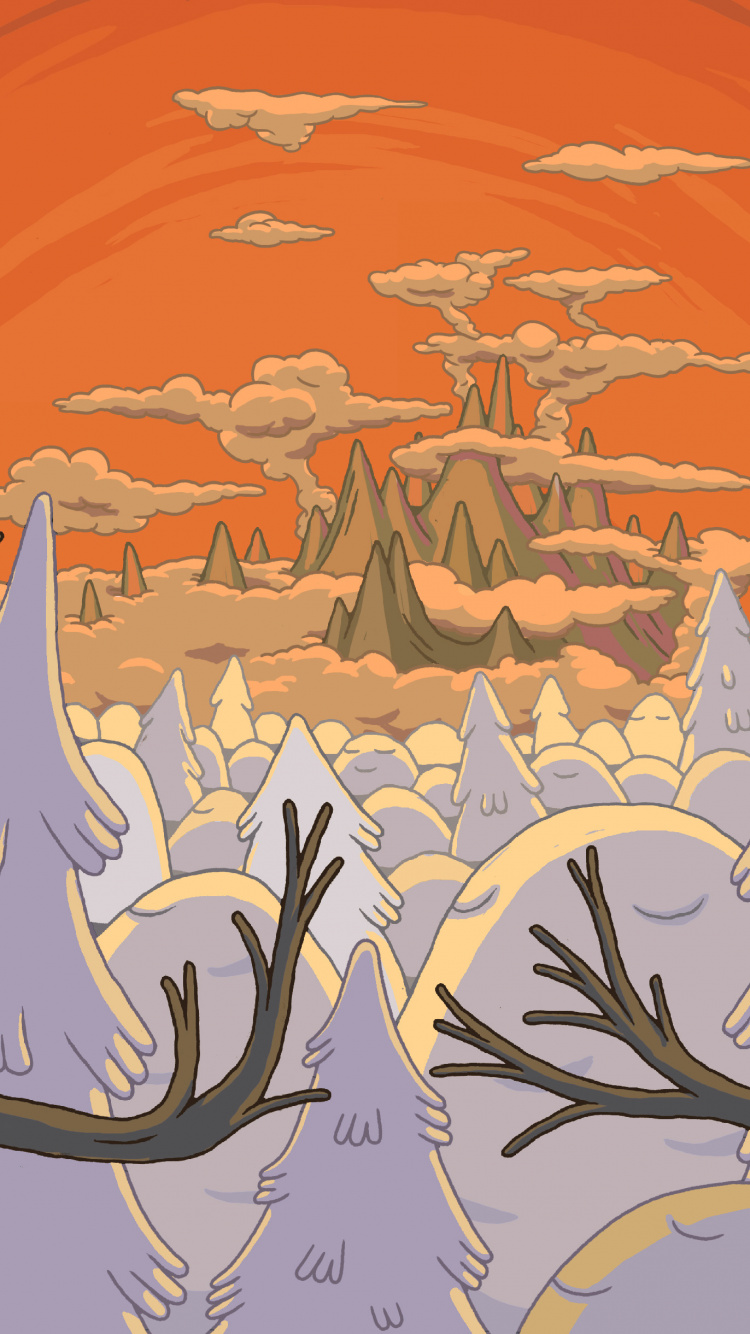 Adventure Time Tree Landscape Cartoon Tv Series Adventure Time Wallpaper Iphone 7 750x1334 Wallpaper Teahub Io