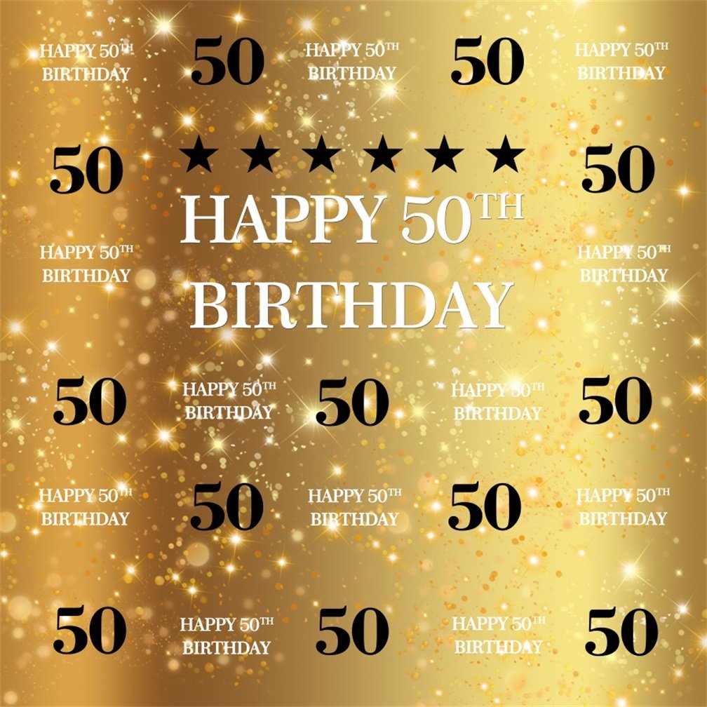 Aofoto 6x6ft Golden Happy 50th Birthday Background - Gold Happy 50th Birthday - HD Wallpaper 