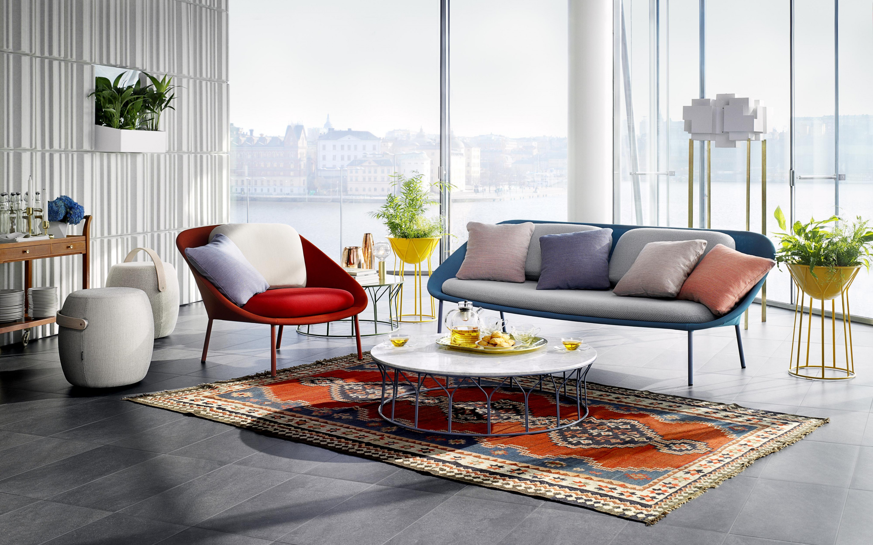 Stylish Living Room, Unusual Design Of Chairs, Sofa, - Interior Design Industrial Finish - HD Wallpaper 