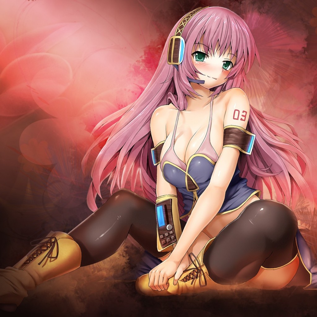 Anime Girl With Pink Hair And Green Eyes With Headphones - HD Wallpaper 
