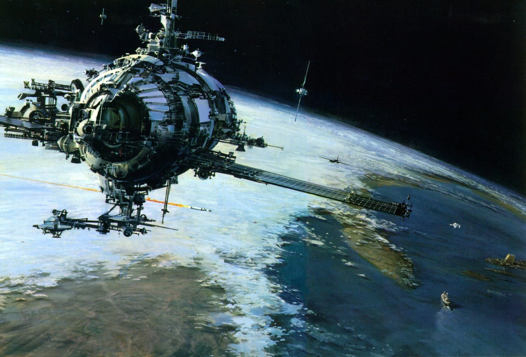 John Berkey Sci Fi Art - HD Wallpaper 