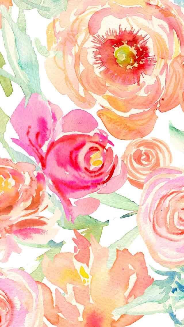 Watercolour Floral Wallpaper Iphone - HD Wallpaper 