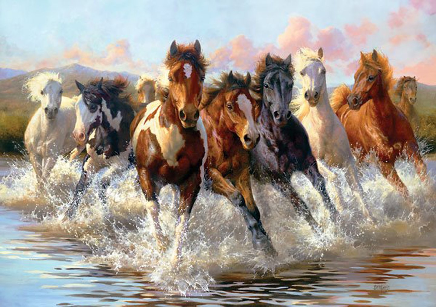 7 Horses Painting - HD Wallpaper 