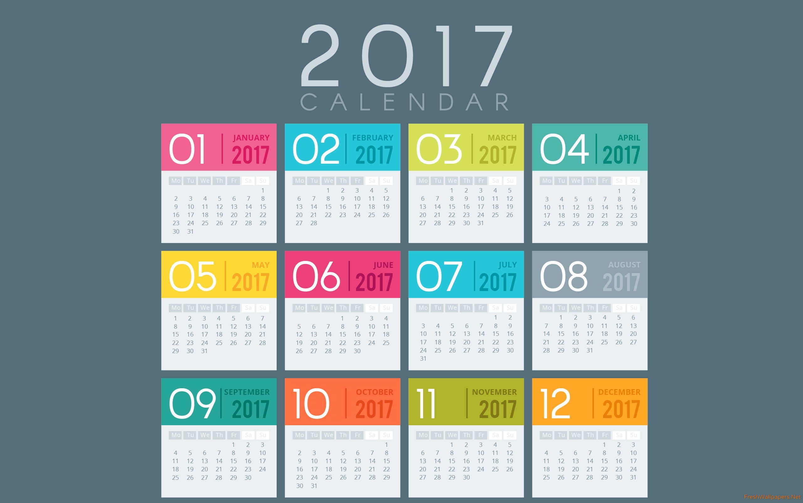 2017 Calendar - HD Wallpaper 