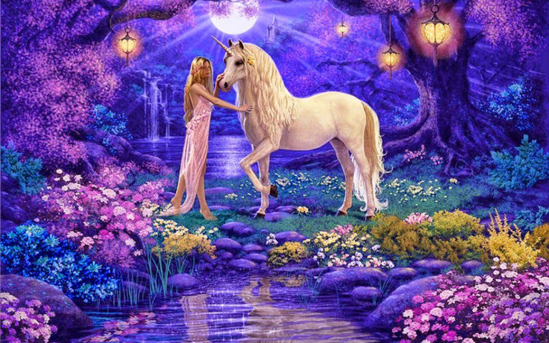 Unicorn In The Fairyland Wallpapers - Unicorn Garden - HD Wallpaper 