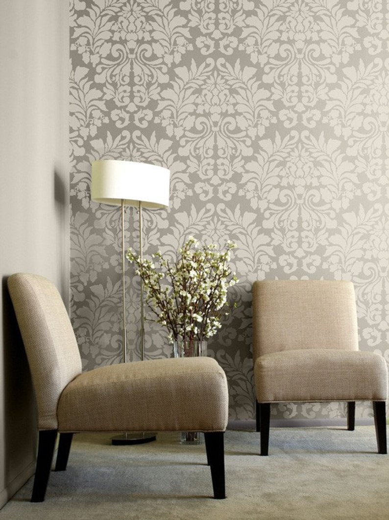 Grey Stencil Wall - HD Wallpaper 