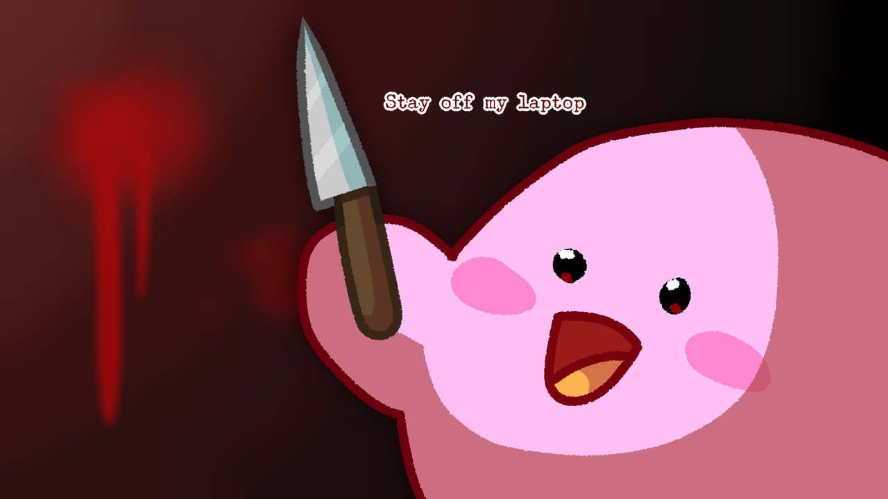 Stay Off My Laptop Cartoon Animated Cartoon Illustration - Kirby With A