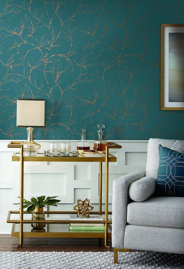 Teal Wallpaper Living Room Ideas - HD Wallpaper 