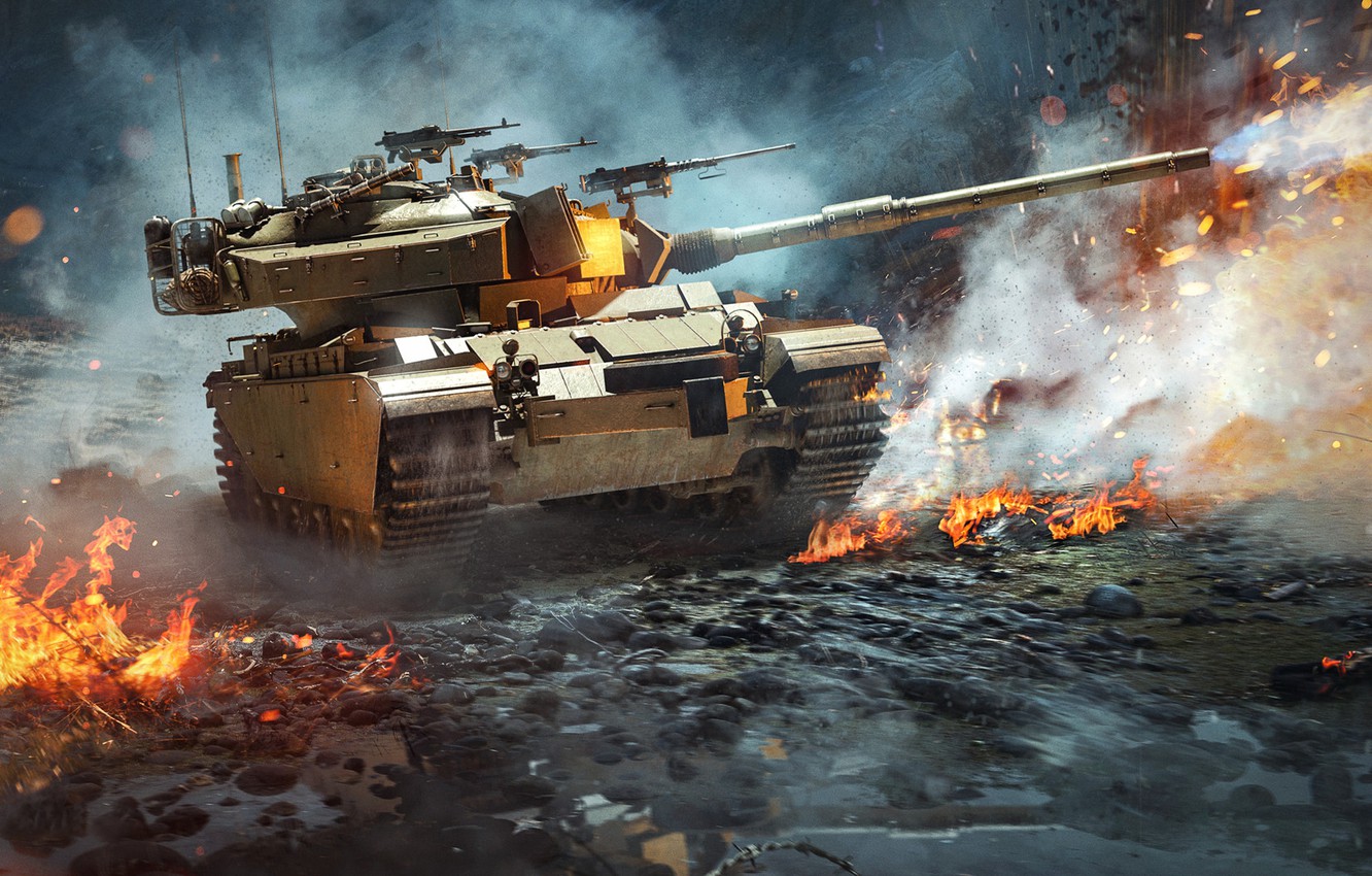 Photo Wallpaper The Game, Fire, Weapons, Flame, Tank, - Sho T Kal Dalet War Thunder - HD Wallpaper 
