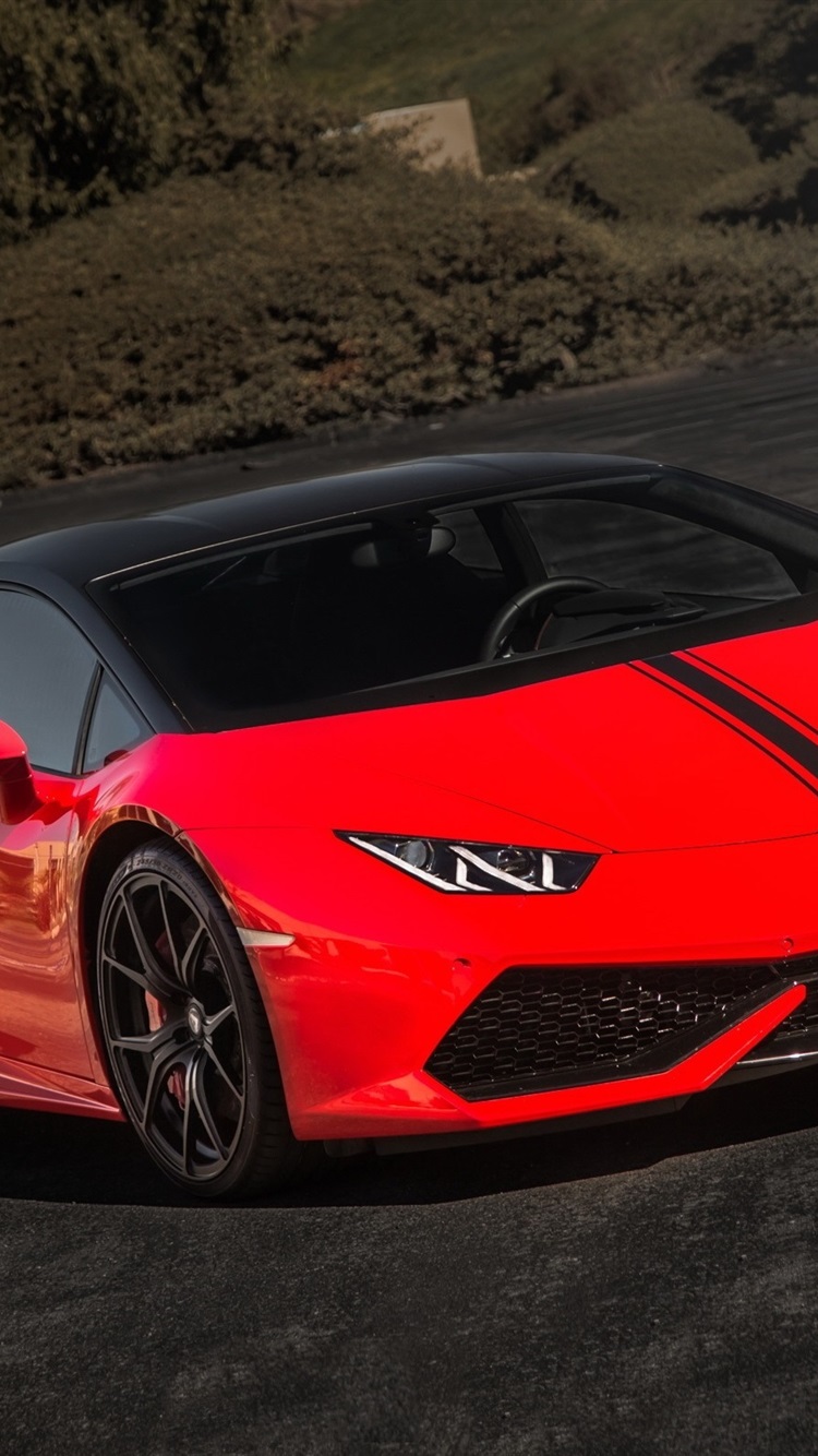 Iphone Wallpaper Lamborghini Huracan, Red Supercar - Lamborghini Huracan Red Black - HD Wallpaper 