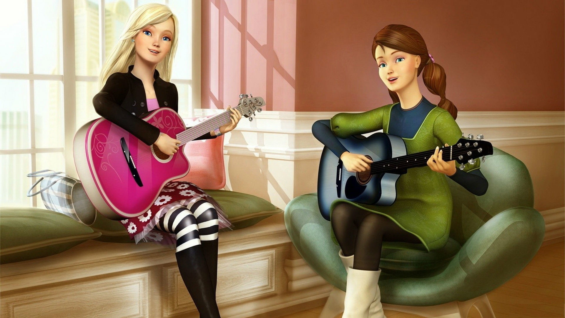 Barbie Dolls Two Beautiful Free Wallpapers Hd 
 Data - Barbie And The Diamond Castle Guitar - HD Wallpaper 