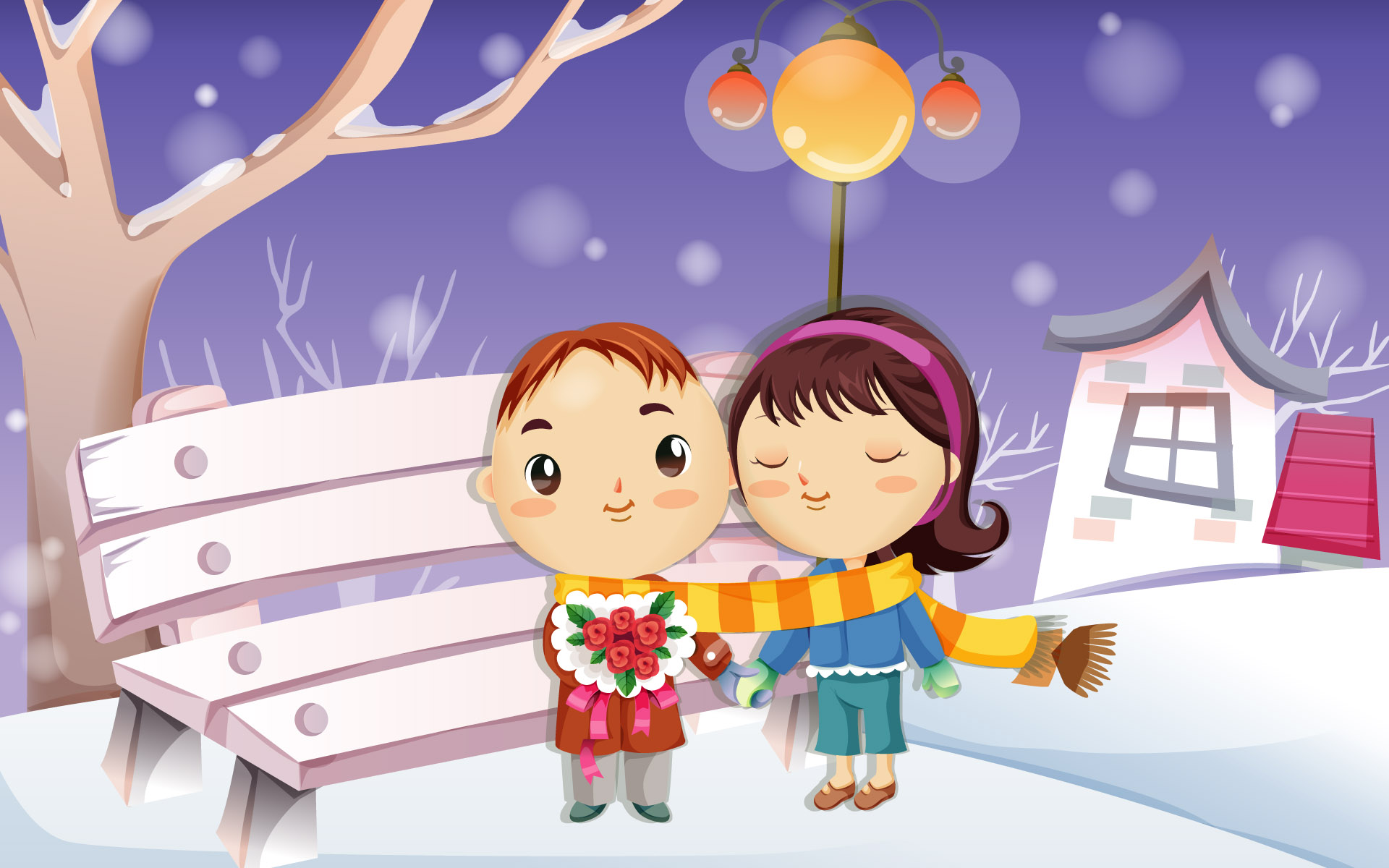 Romantic Cartoons Wallpaper Love - Romantic Animated Loving Couple - HD Wallpaper 