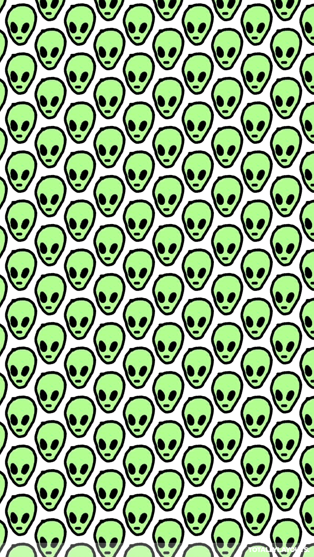 Green Alien Heads Iphone Wallpaper - Alien Pattern Wallpaper Hd - HD Wallpaper 
