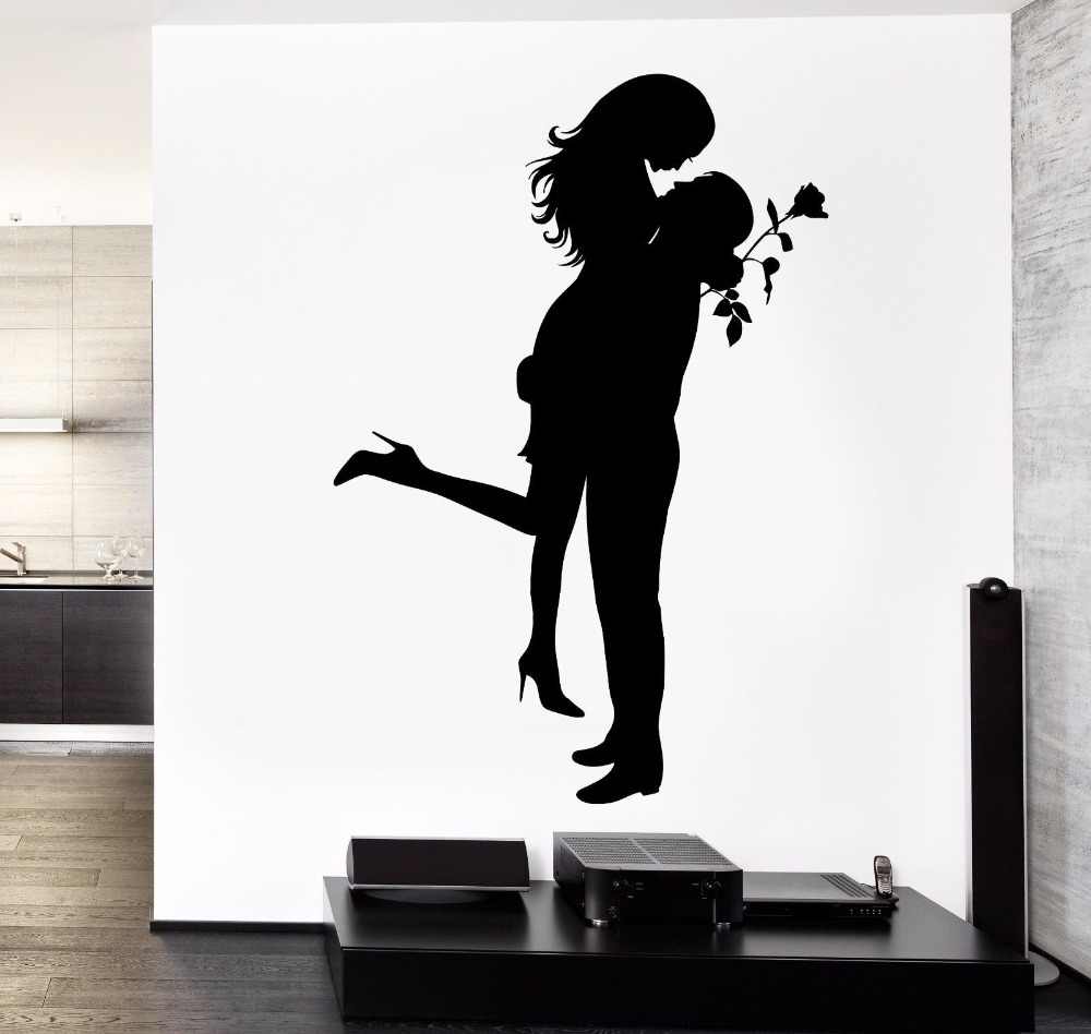 Home Decor Romantic Girl Man Wall Decals Love Rose - Wall Decals Love - HD Wallpaper 