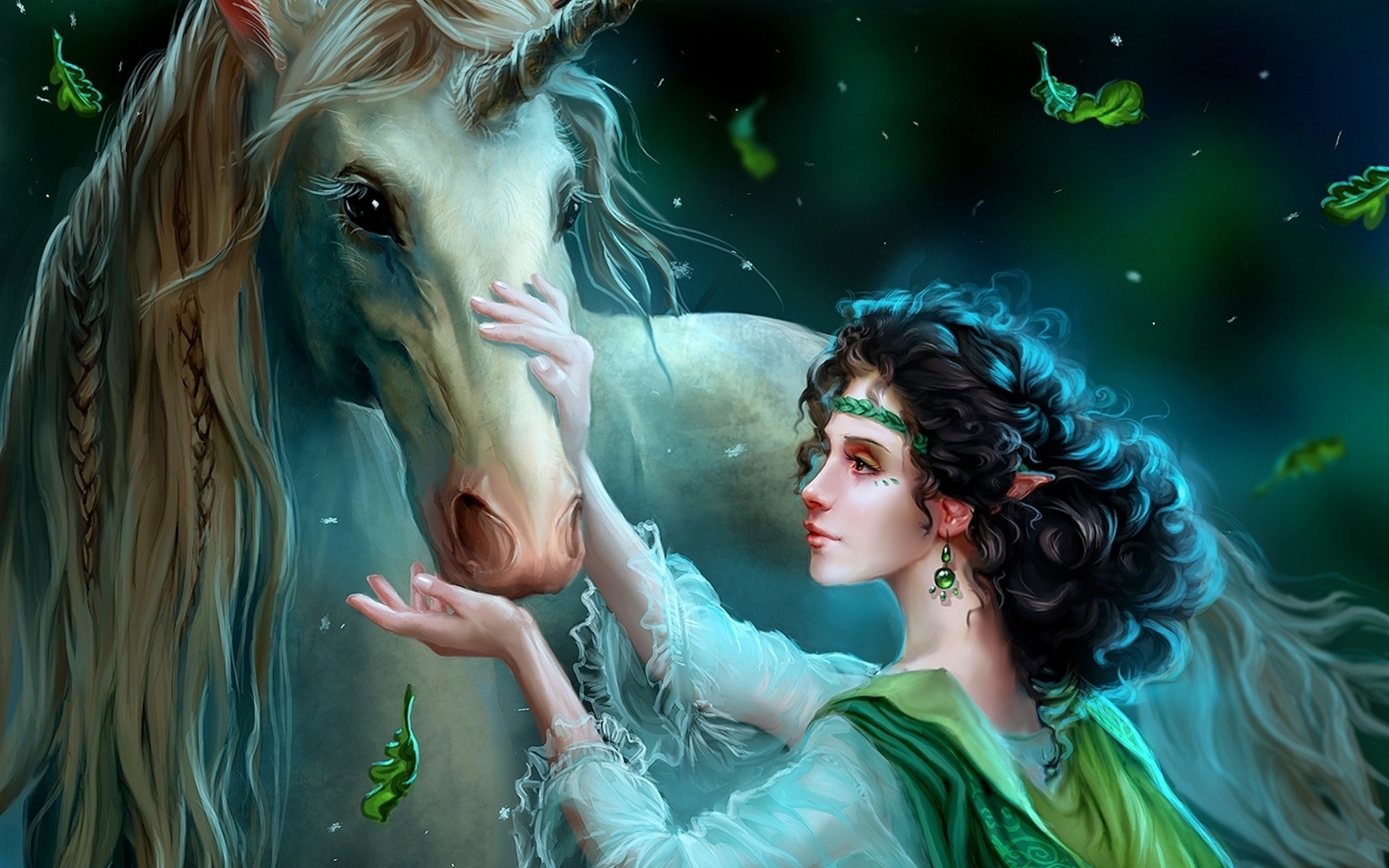 Wallpaper Fantasy Girl And The Unicorn - Girls Art Wallpaper Animation - HD Wallpaper 