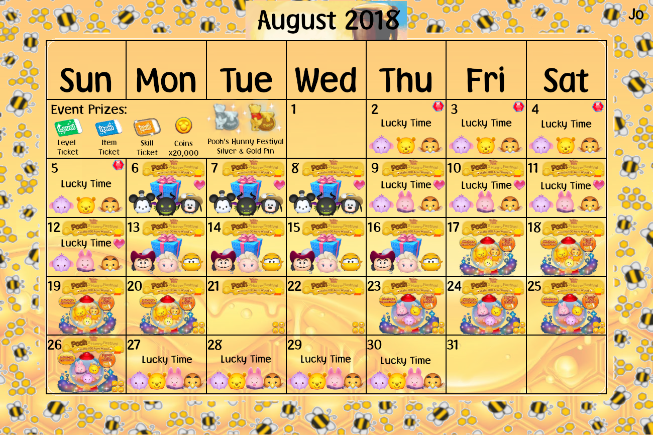 Disney, Tsum, Tsum, August, 2018, Event, Pooh, New, - Tsum Tsum Event August 2019 - HD Wallpaper 