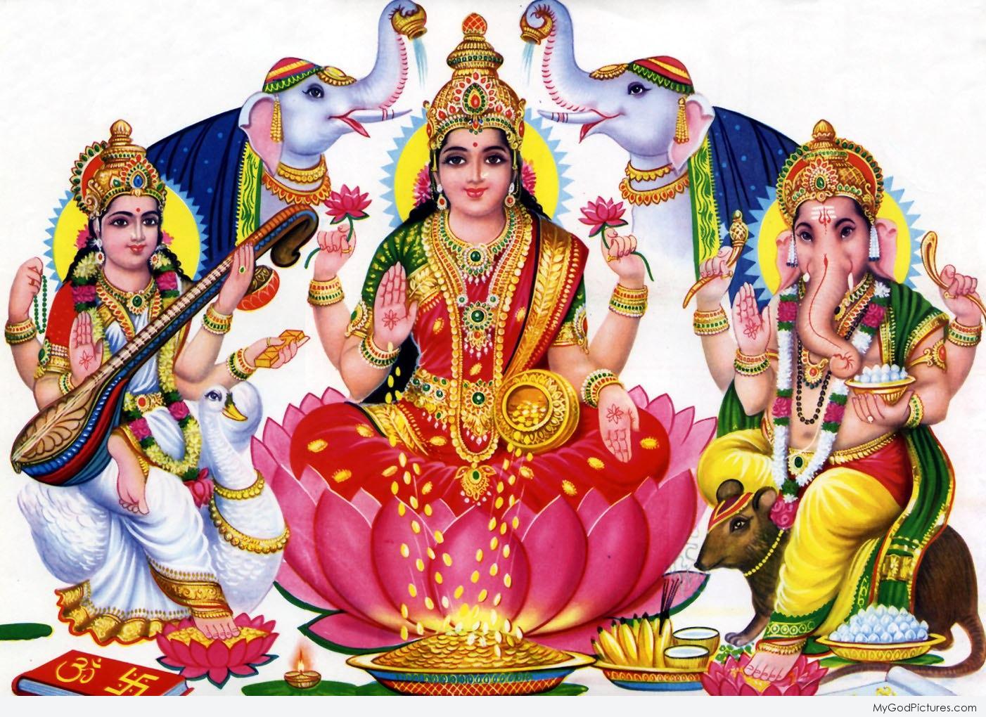 Laxmi Ji Ganeshji Saraswati Ji - HD Wallpaper 