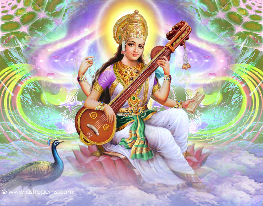 Beautiful Goddess Saraswati - HD Wallpaper 