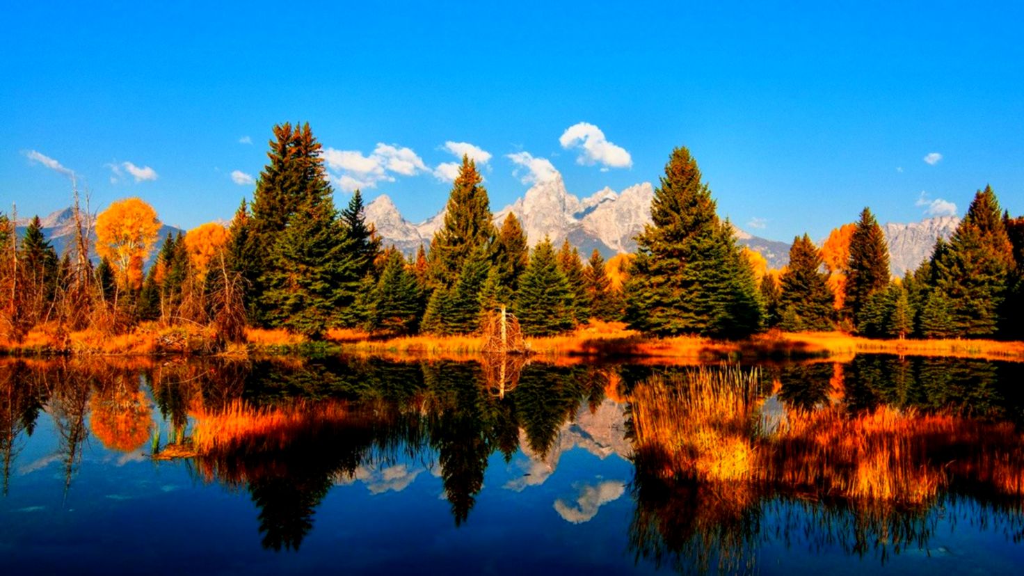 Lake Autumn Lake Reflection Fall Trees Lakes And Mountains - Autumn Lake Wallpaper Hd - HD Wallpaper 