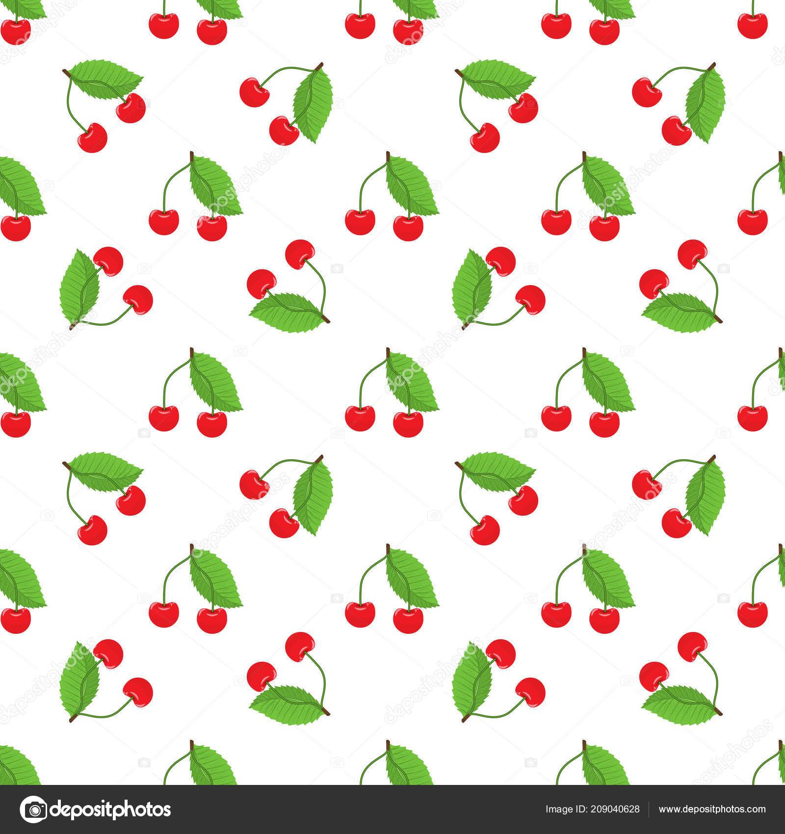 Seamless Cute Cherry Pattern - HD Wallpaper 
