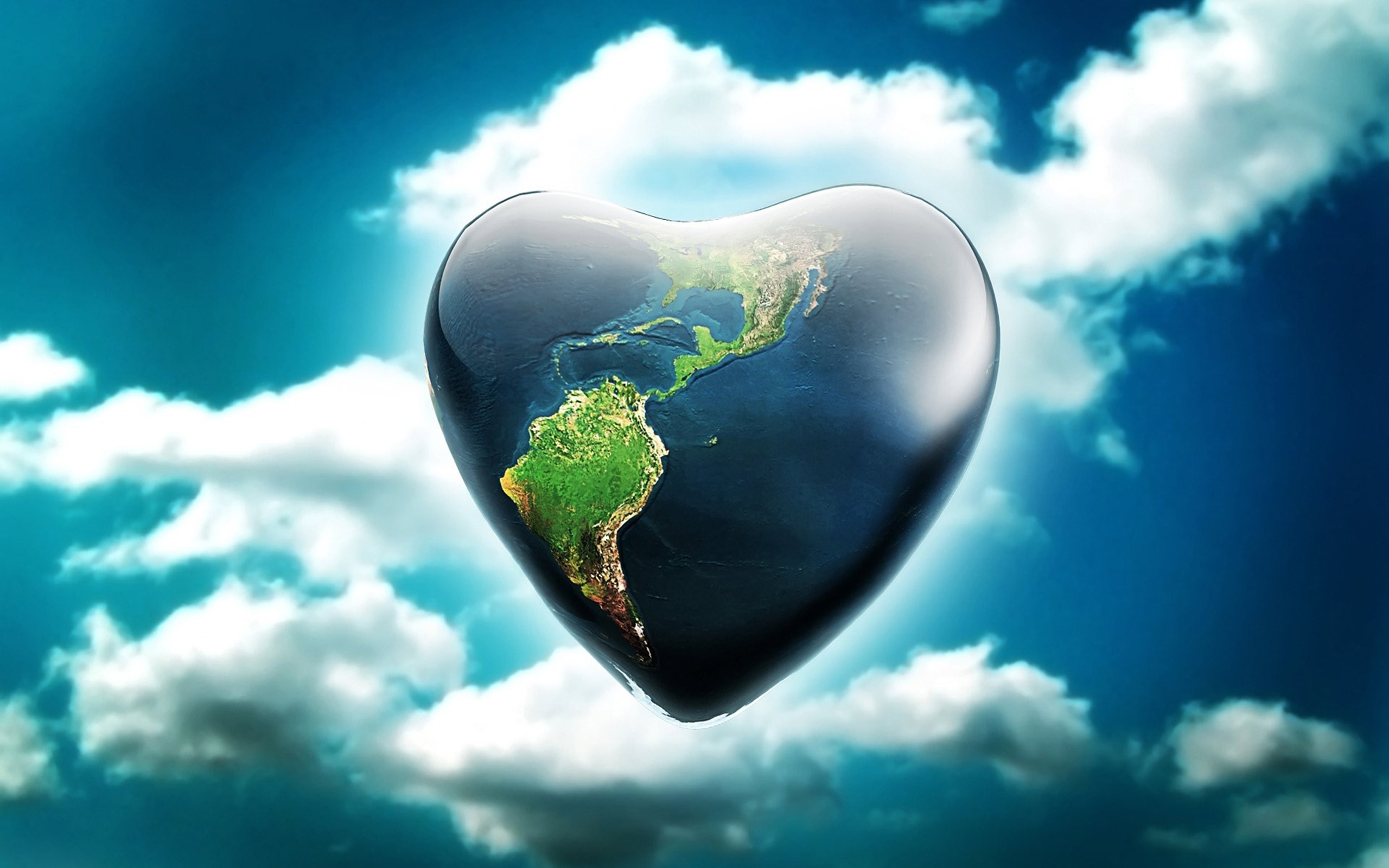 World In Heart Shape - HD Wallpaper 