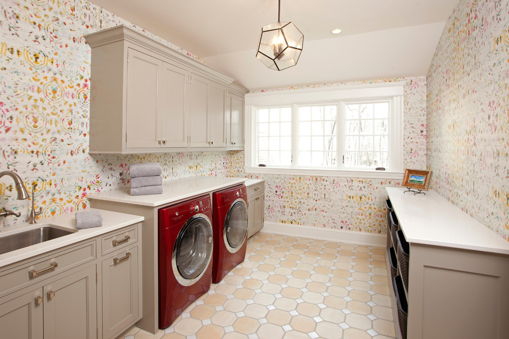 Impressive Basket Trend Minneapolis Traditional Laundry - Pendant Light Laundry Room - HD Wallpaper 