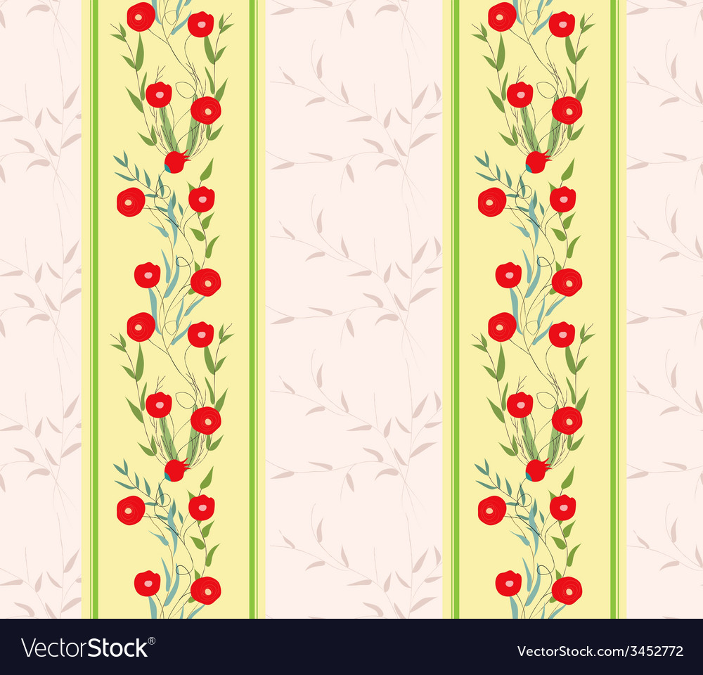 Papel De Parede Listrado Com Flores Vermelho - HD Wallpaper 