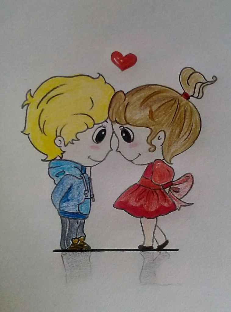 Cartoon Love Couple Wallpaper Hd New Cartoon Couple - Easy Pencil Colour  Drawing - 758x1024 Wallpaper 