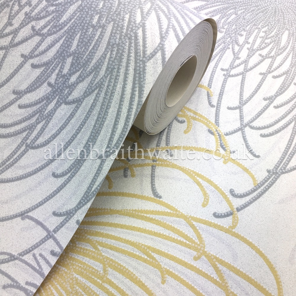 Grandeco Yellow And Grey Feather Burst Wallpaper A24306 - Grey And Yellow Wallpaper Uk - HD Wallpaper 