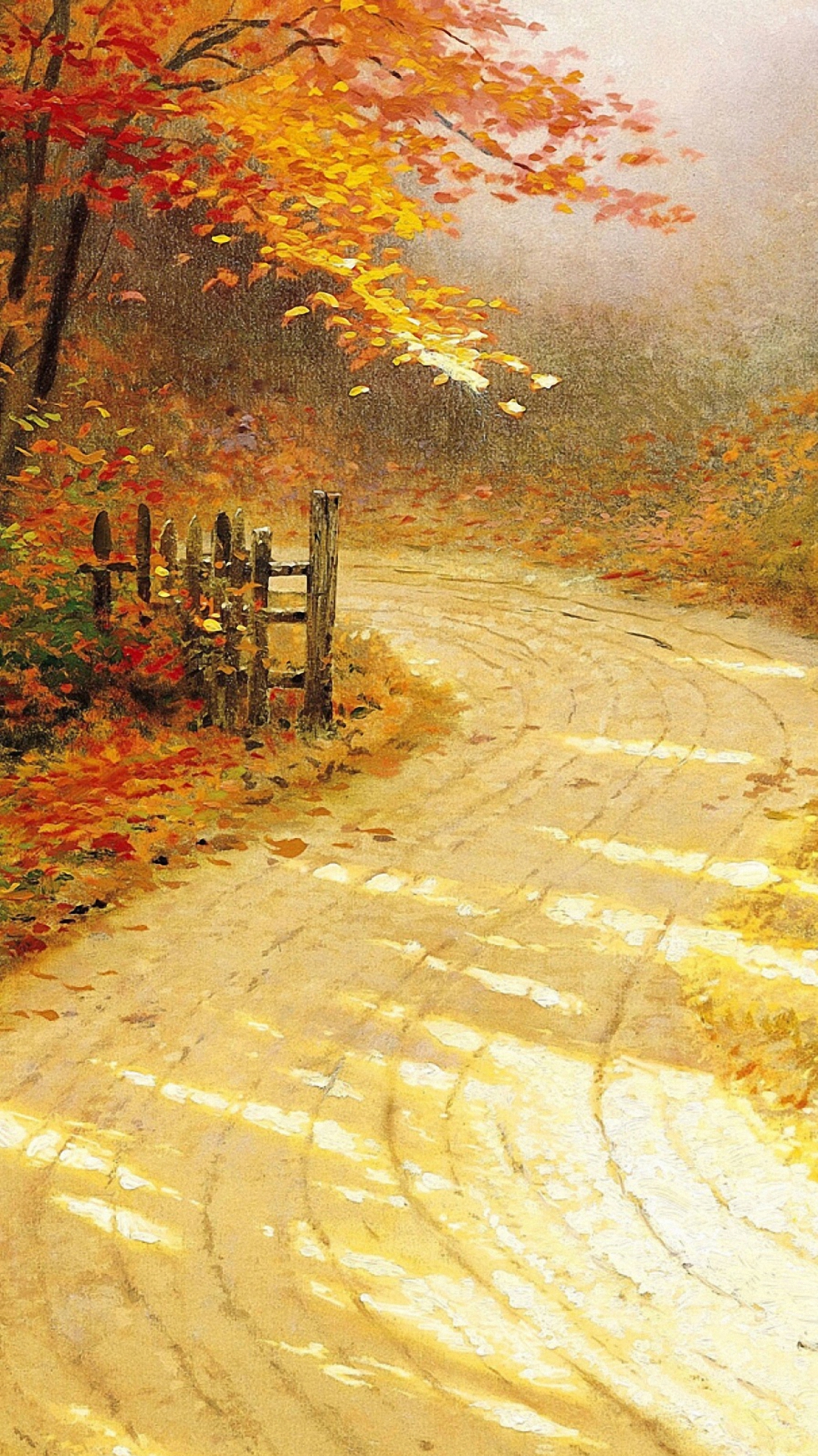 Nature Golden Autumn Iphone 6 Wallpapers Hd - Thomas Kinkade Autumn - HD Wallpaper 
