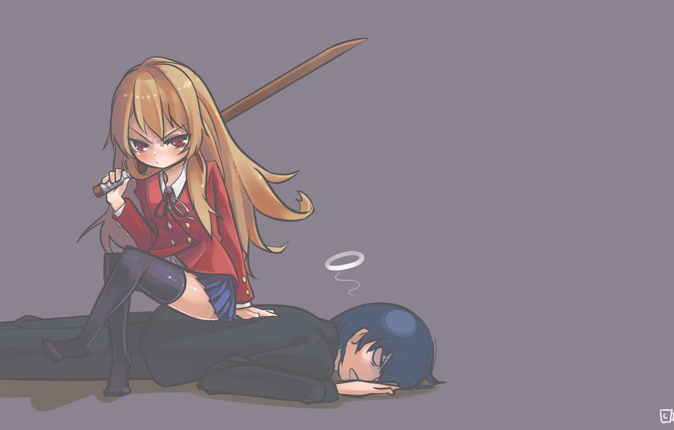 Photo Wallpaper Sword, Anime, Art, Toradora , Taiga, - Taiga X Ryuuji - HD Wallpaper 