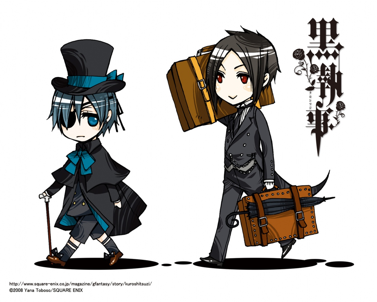 Ciel Phantomhive Kuroshitsuji Male Sebastian Michaelis - Chibi Ciel And Sebastian - HD Wallpaper 