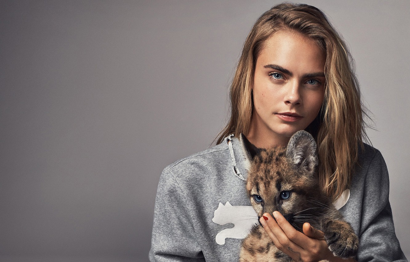 Photo Wallpaper Look, Girl, Model, Leopard, Cara Delevingne - Cara Delevingne - HD Wallpaper 