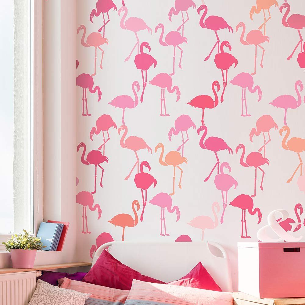 Flamingo Stencil Wall - HD Wallpaper 