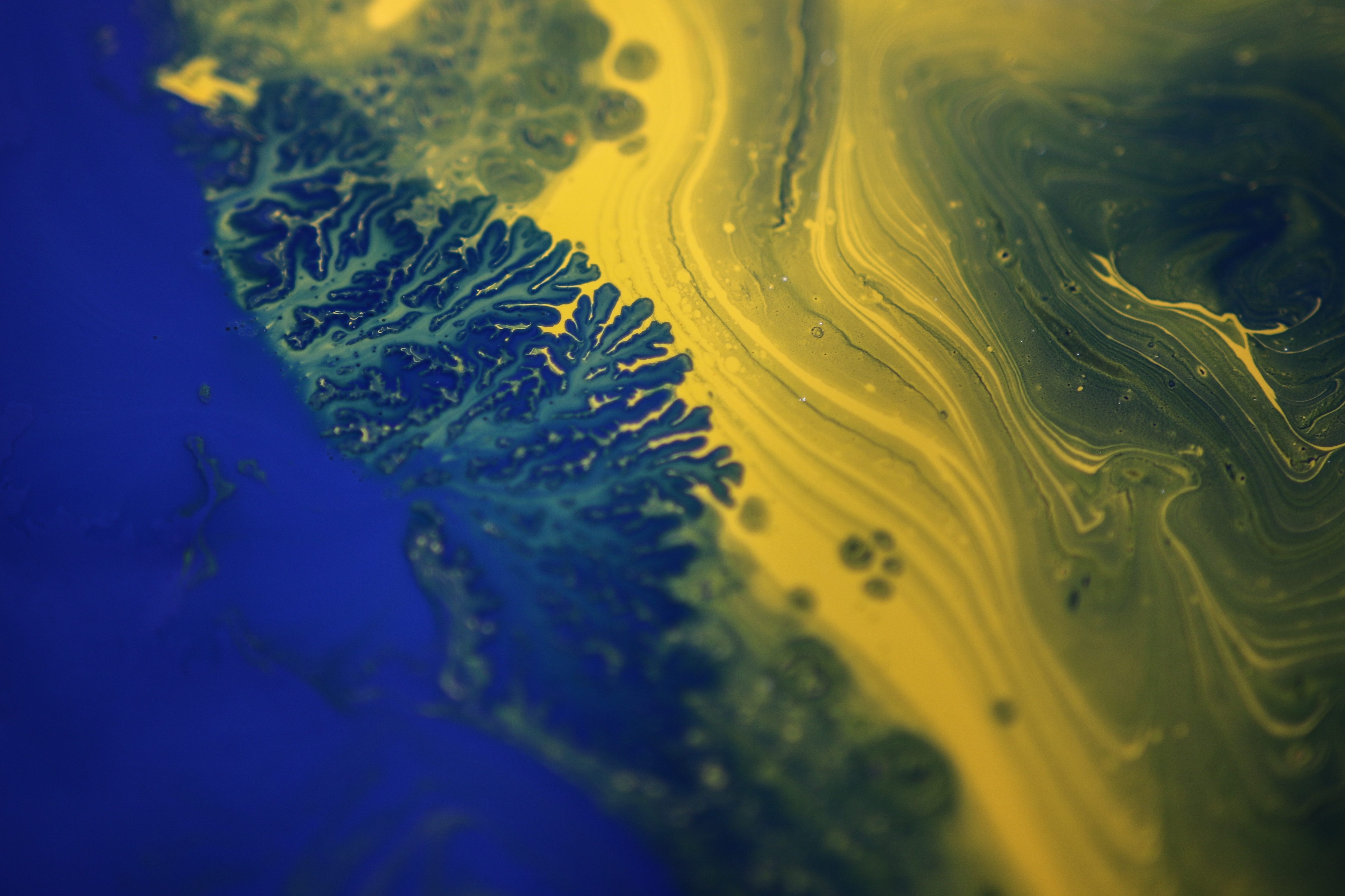 Blue And Yellow Fluid Art - HD Wallpaper 