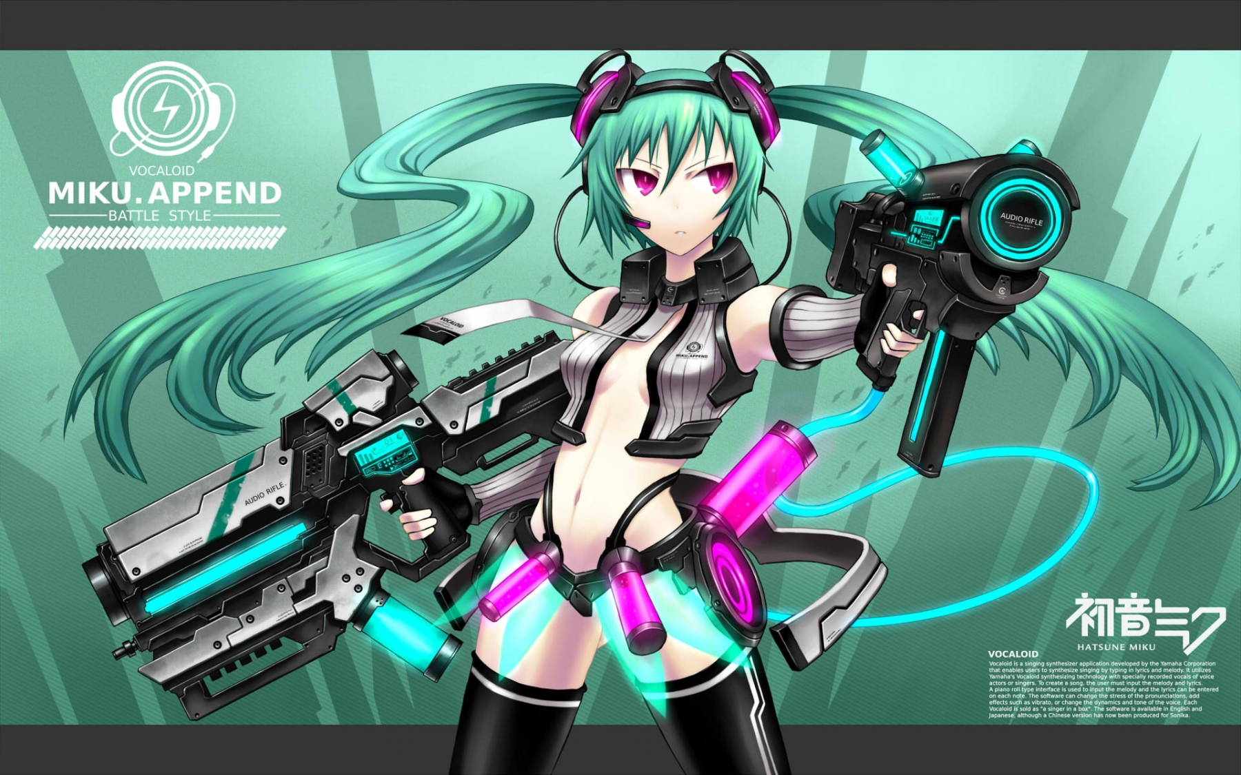 110883 - Hatsune Miku With Guns - HD Wallpaper 