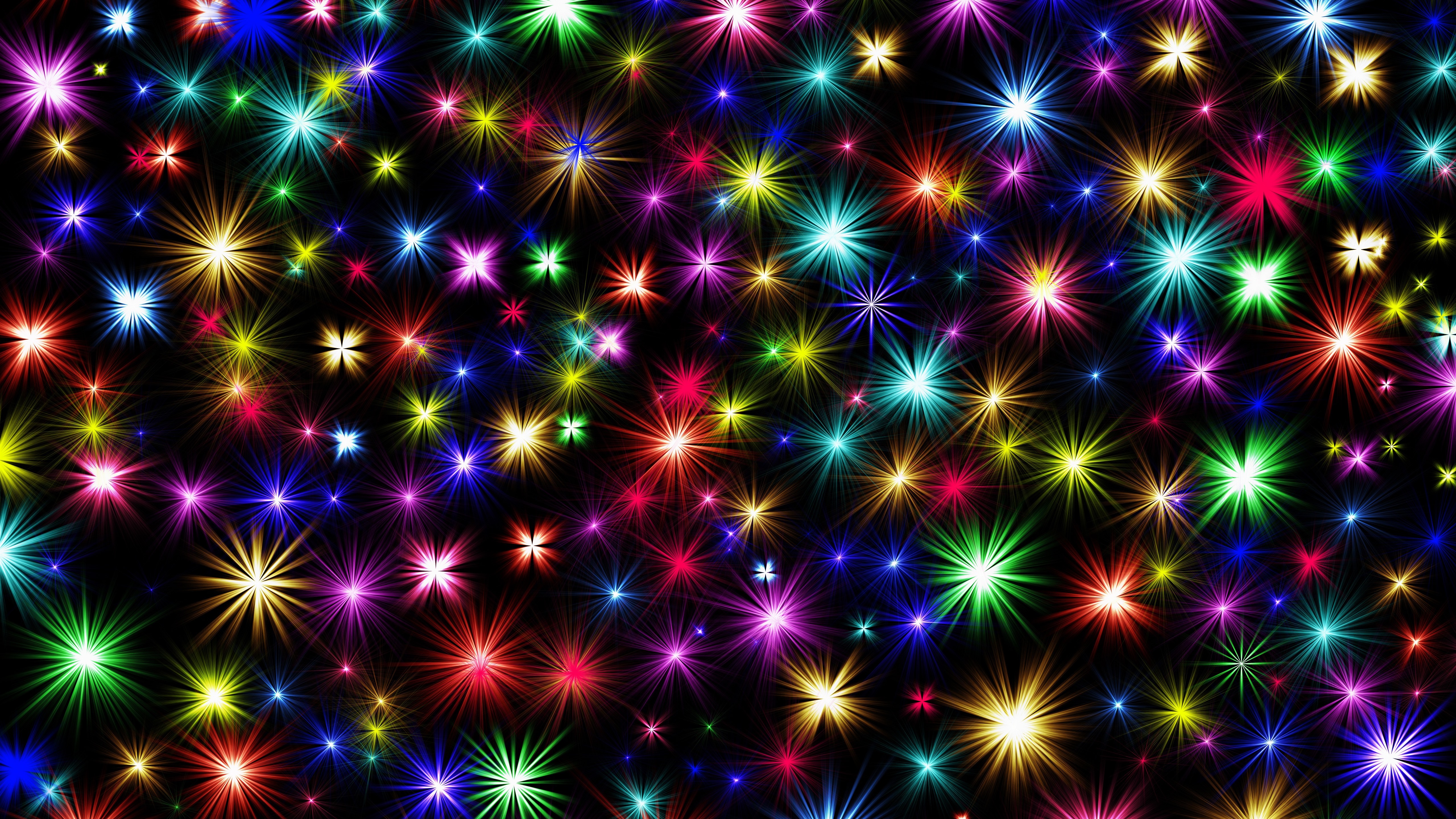 Wallpaper Colorful Stars, Shine, Black Background - Backgrounds With Sparks  - 5120x2880 Wallpaper 