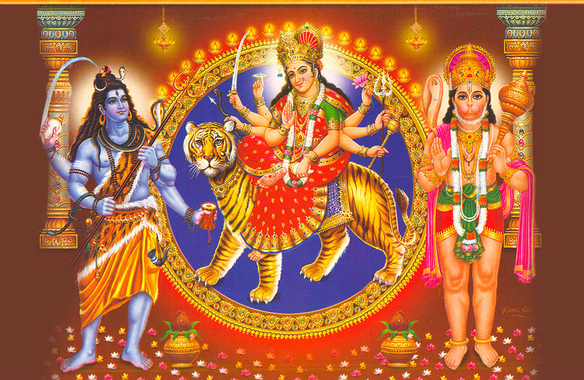 Maa Durga And Shiva - HD Wallpaper 