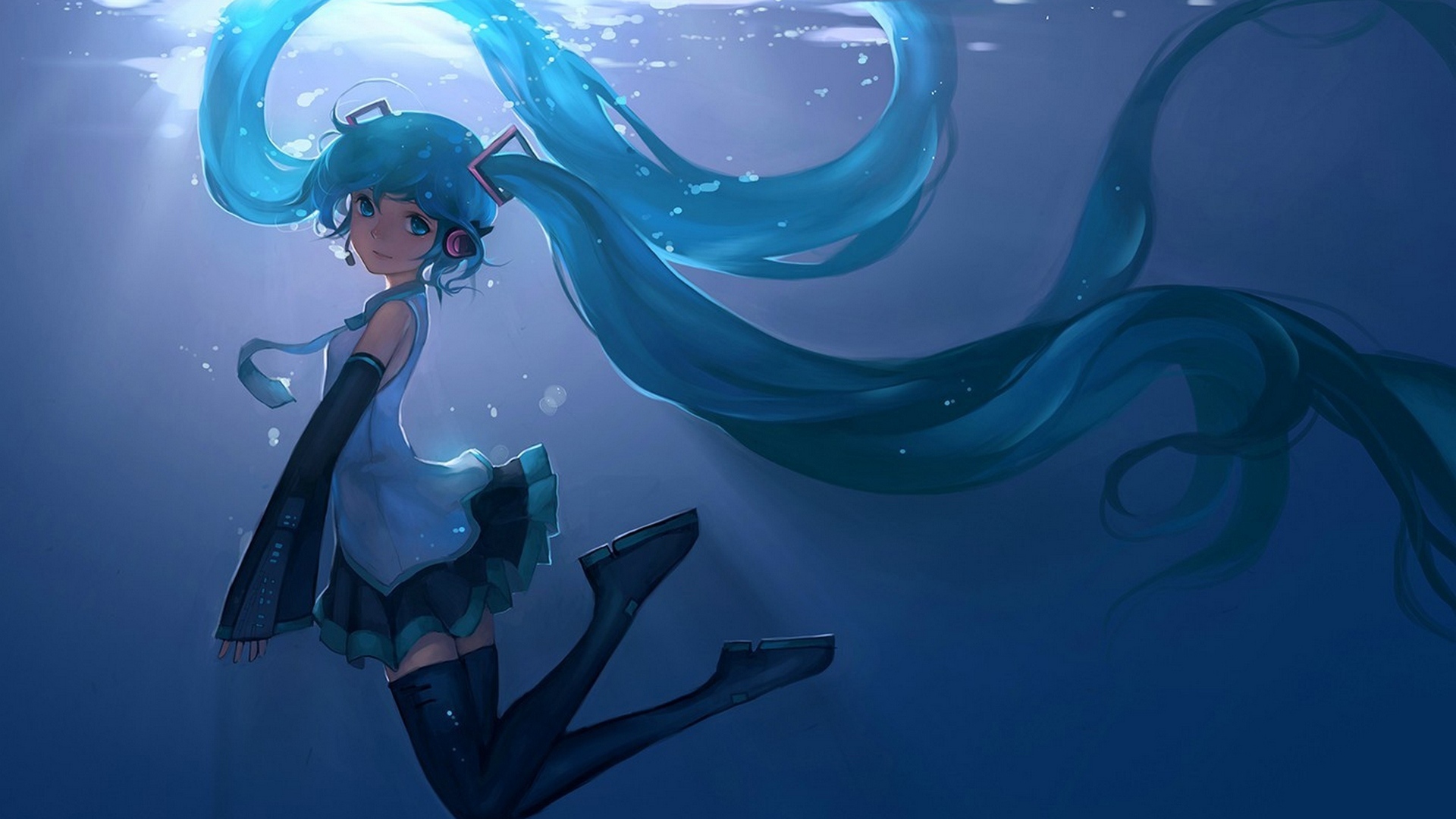 Free Hatsune Miku Anime Girl Underwater Free Animated - Hatsune Miku - HD Wallpaper 